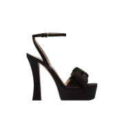 (W) Miu Miu Satin Platform Sandals Black