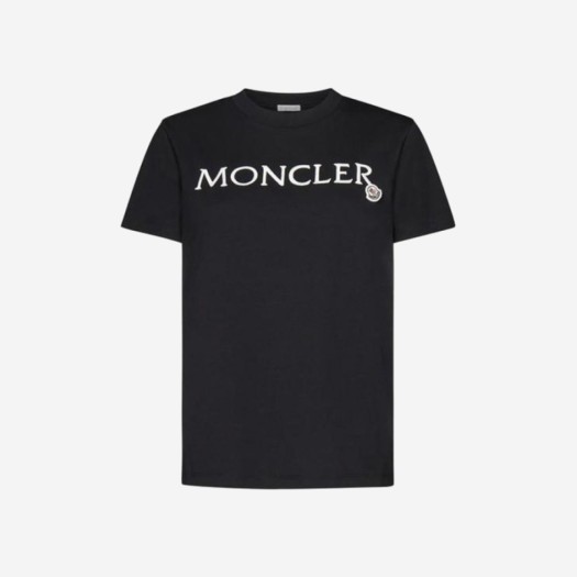 (W) 몽클레르 로고 자수 티셔츠 블랙 - 23FW