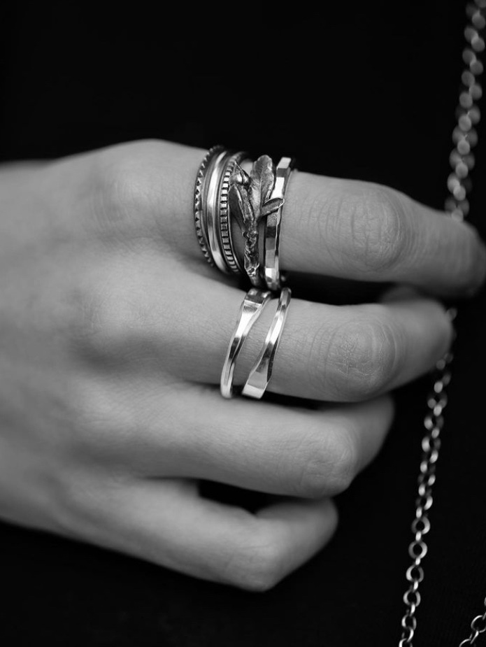 Werkstatt:Munchen Necklace Forever Sterling Silver - 24SS, Werkstatt:Munchen 5 Ring Combination Rosebud Sterling Silver - 24SS 착용 스타일 - 2