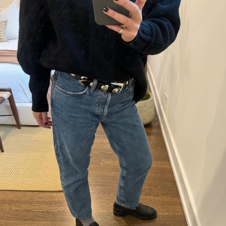 Agolde Women 90’s Pinch Waist High Rise Straight Rigid Jean Range 착용 스타일