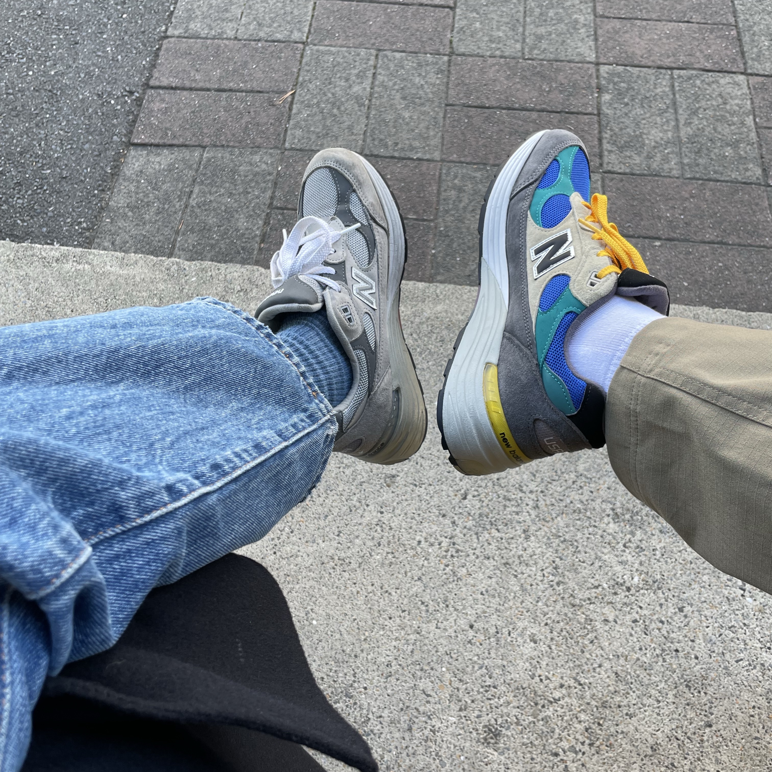 New Balance 992 Made in USA Grey - D Standard, New Balance x Billy's 992 Made in USA Grey Blue Teal 착용 스타일
