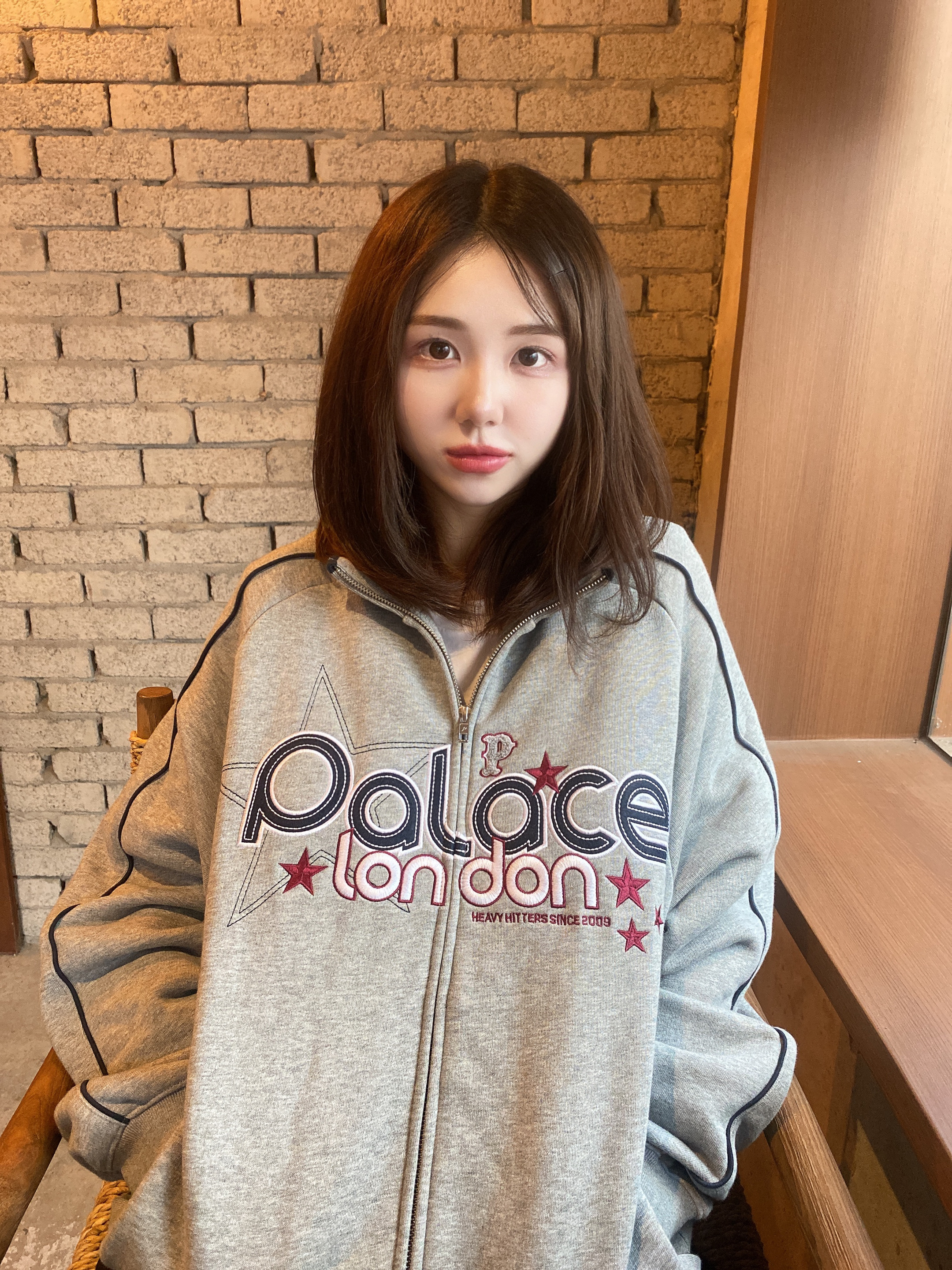 Palace Grimey Zip Funnel Grey Marl - 23FW 착용 스타일
