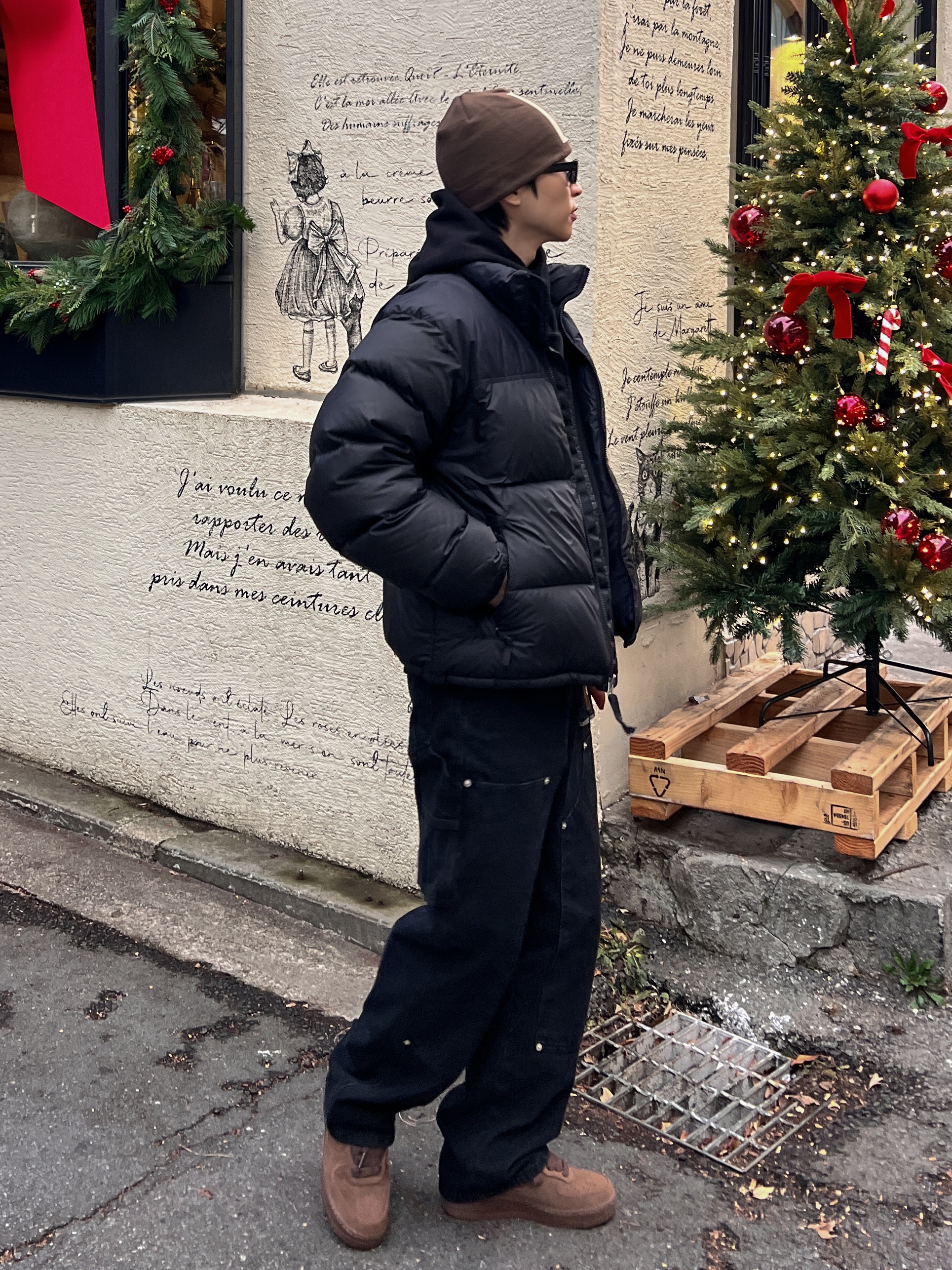 (W) Nike Air Force 1 '07 Cacao Wow, Stussy SS Link Skullcap Beanie Brown 착용 스타일