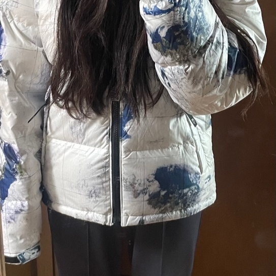 The North Face White Label Novelty Nuptse Down Jacket P White Sand 착용 스타일