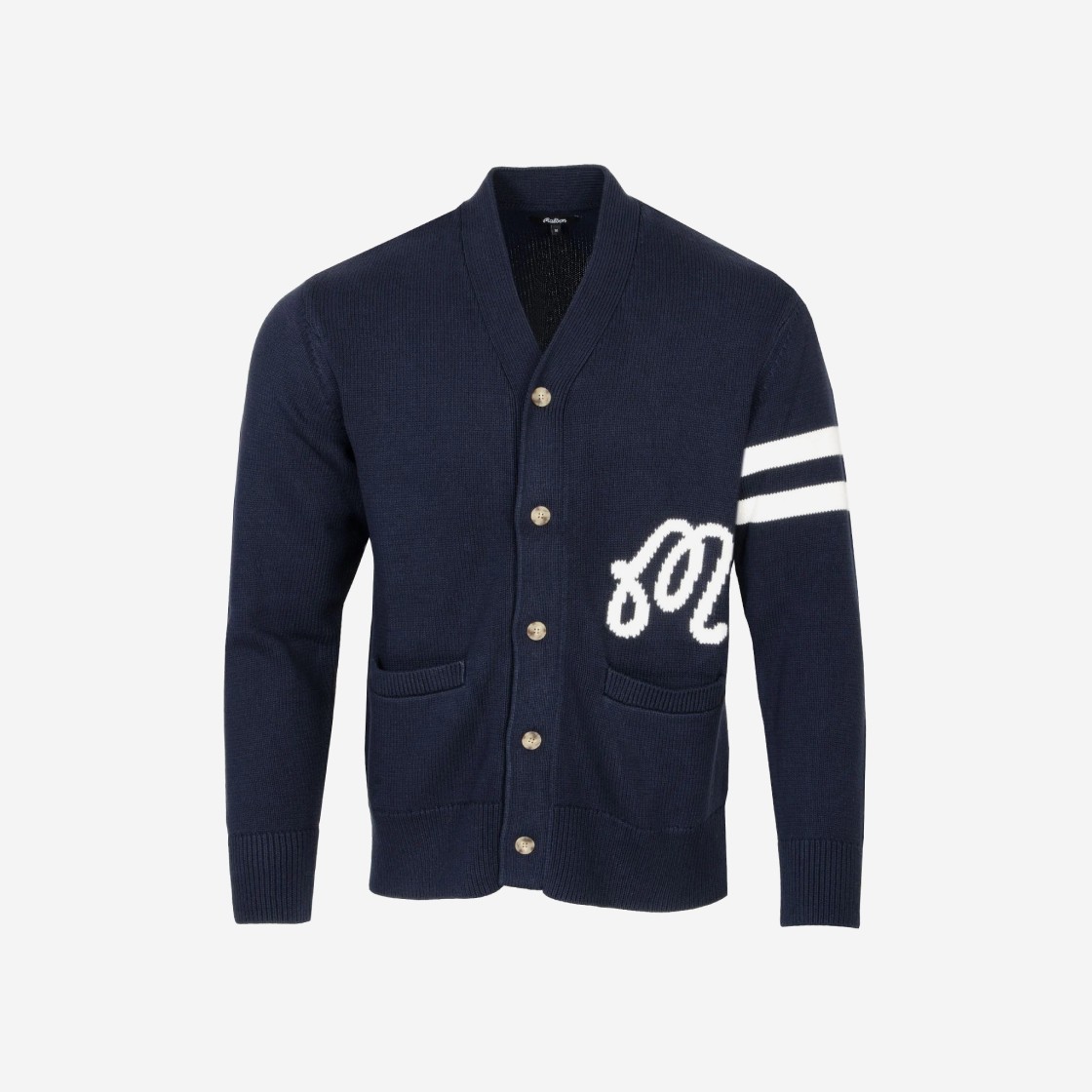 Malbon Golf Perennial Varsity Cardigan Navy 상세 이미지 1