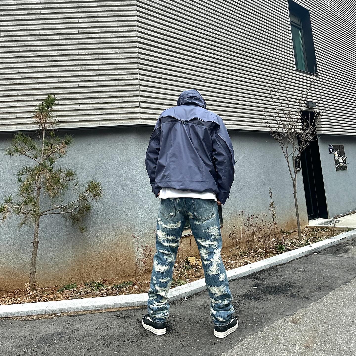 Undermycar Caudal Multi Zip Light Blouson Sargasso Sea - 21SS, Undermycar x Konic Section Vol.2 Hard Destroyed Washed Jeans - 23SS 착용 스타일 - 2