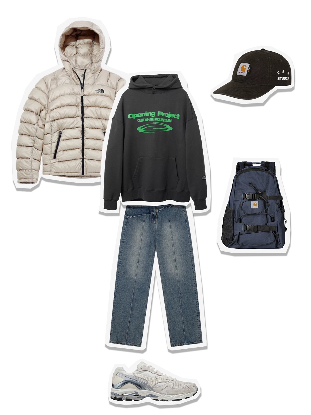 Mizuno Wave Rider 10 White Vaporous Gray Tradewinds, Opening Project Identity Hoodie Charcoal 착용 스타일