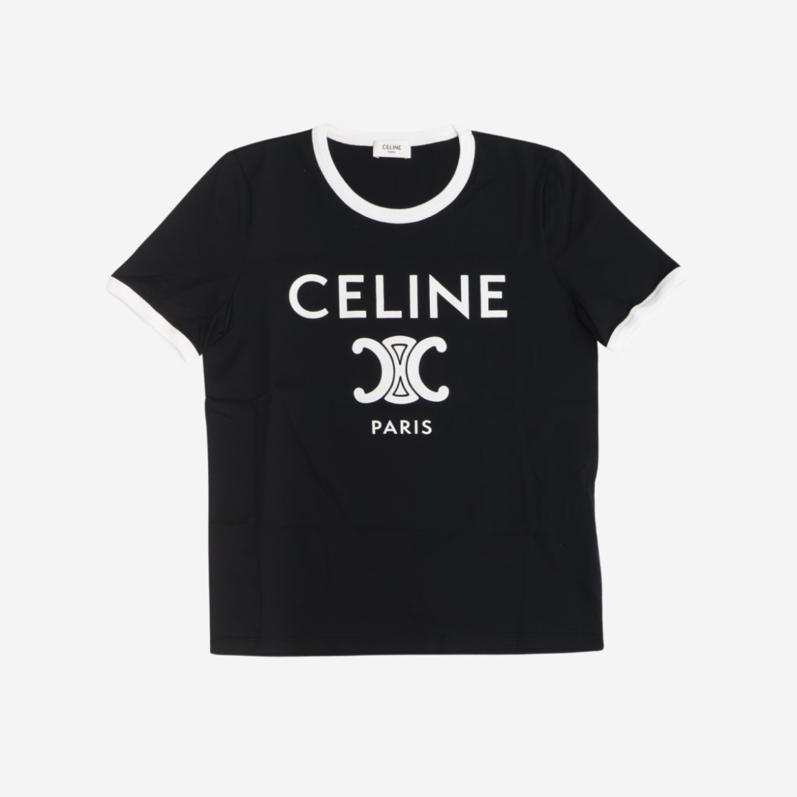 W) 셀린느 코튼 저지 파리 티셔츠 블랙 화이트, Celine