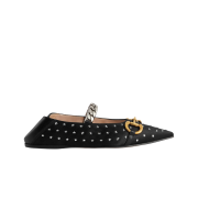 (W) Gucci Lovelight Ballet Flat with Horsebit Black
