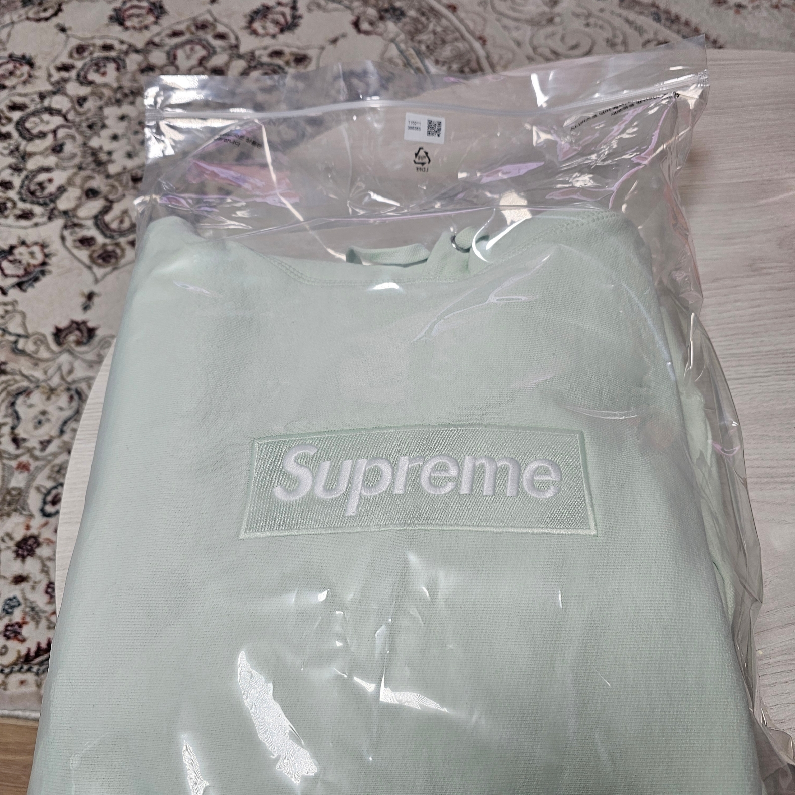 Supreme Box Logo Hooded Sweatshirt Light Green - 23FW 착용 스타일