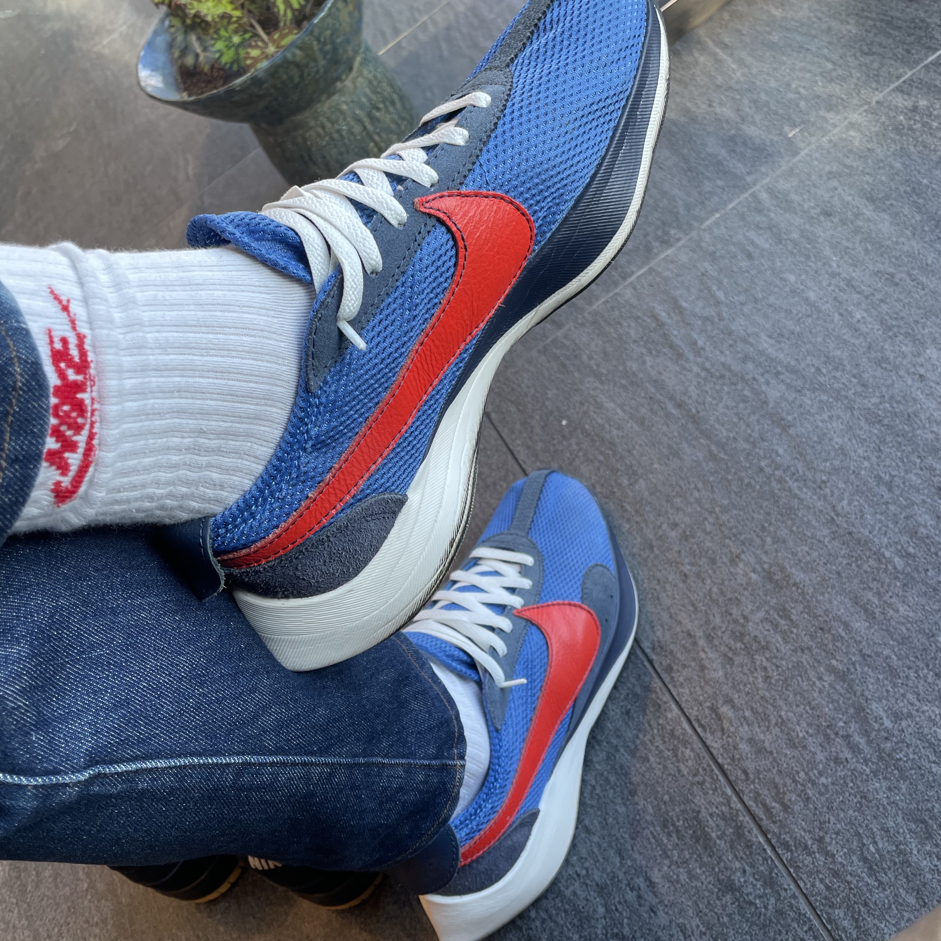 Nike Moon Racer Mountain Blue Team Orange 착용 스타일 - 2