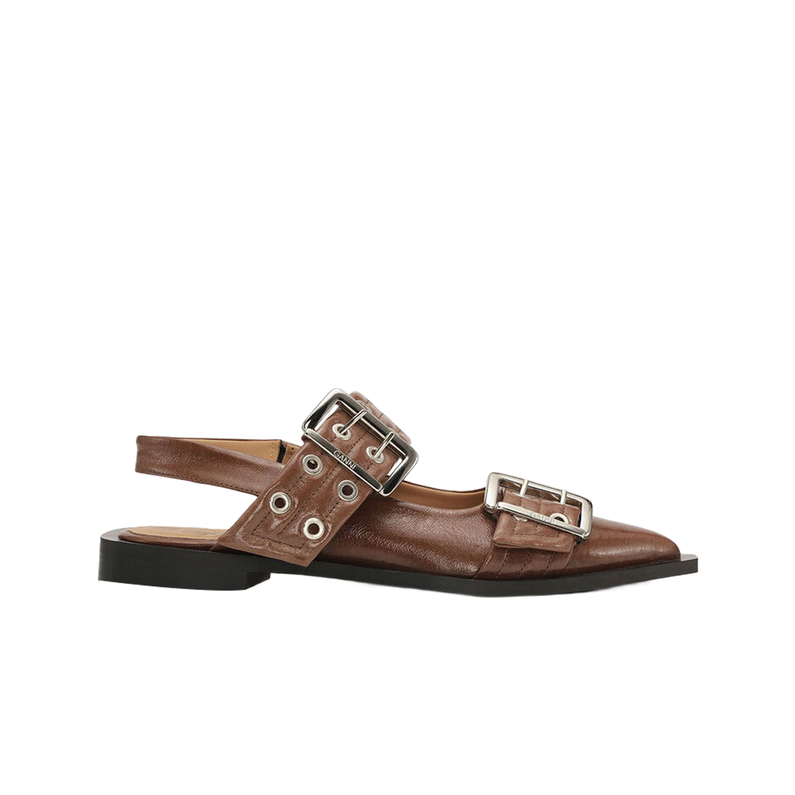 S2649-189 (W) Ganni Chunky Buckle Ballerinas Fossil