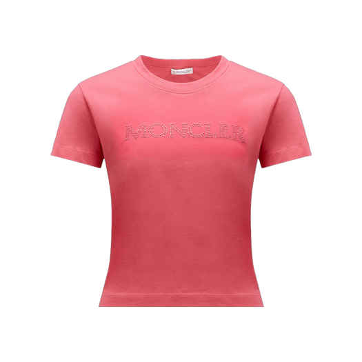 (W) 몽클레르 크리스탈 로고 티셔츠 핑크 - 23FW