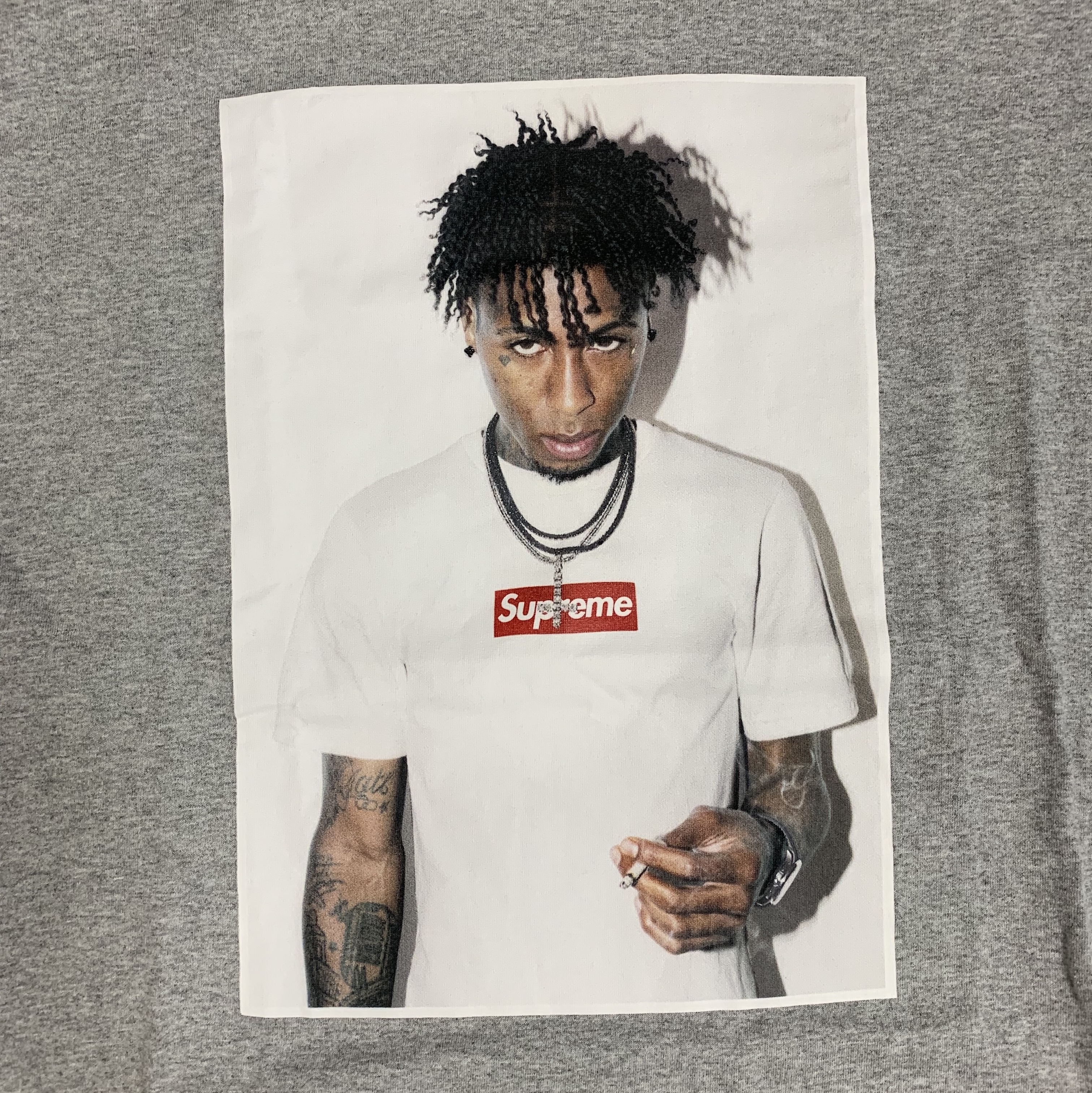Supreme NBA Youngboy T-Shirt Heather Grey - 23FW 착용 스타일 - 2