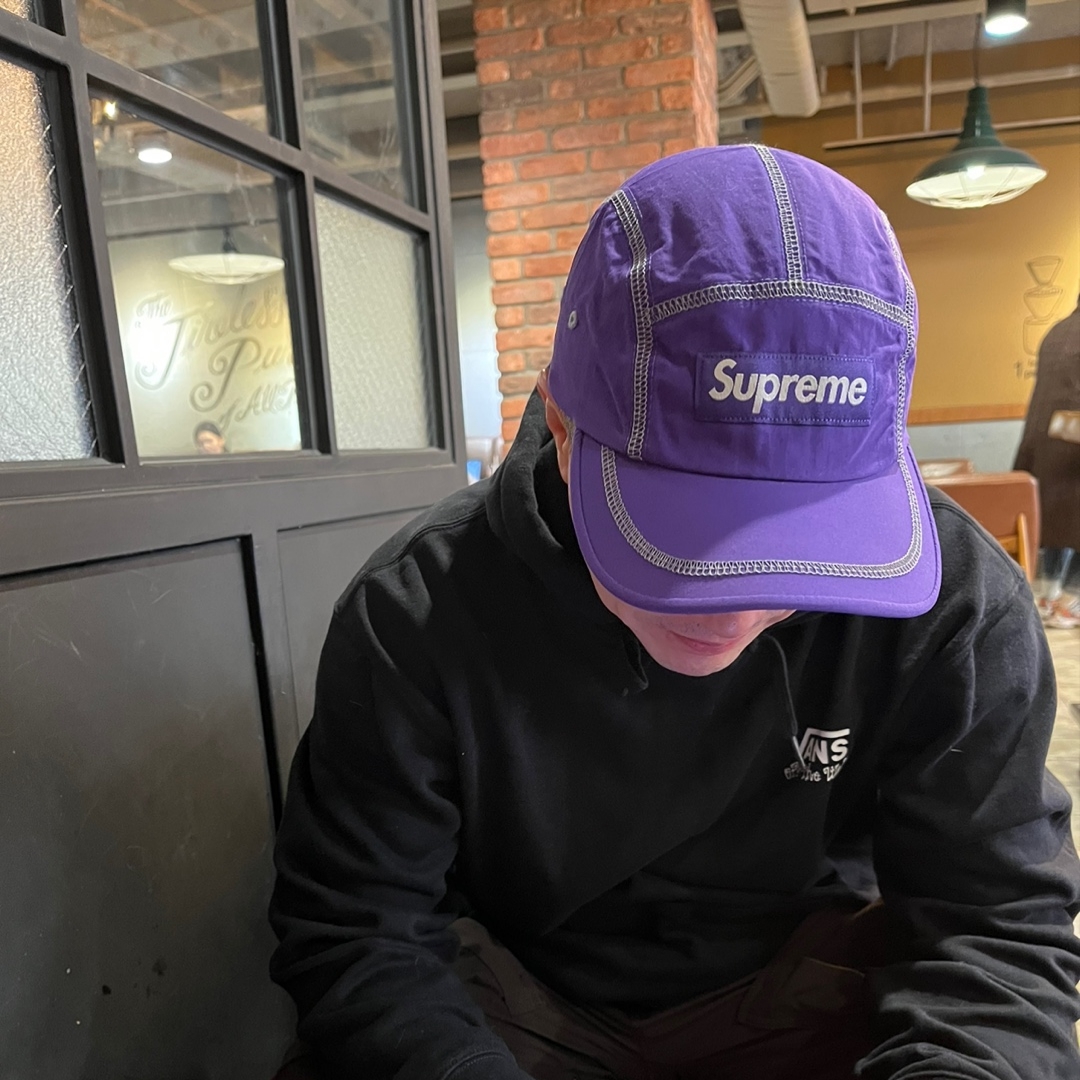 Supreme Reflective Stitch Camp Cap Purple - 23SS 착용 스타일