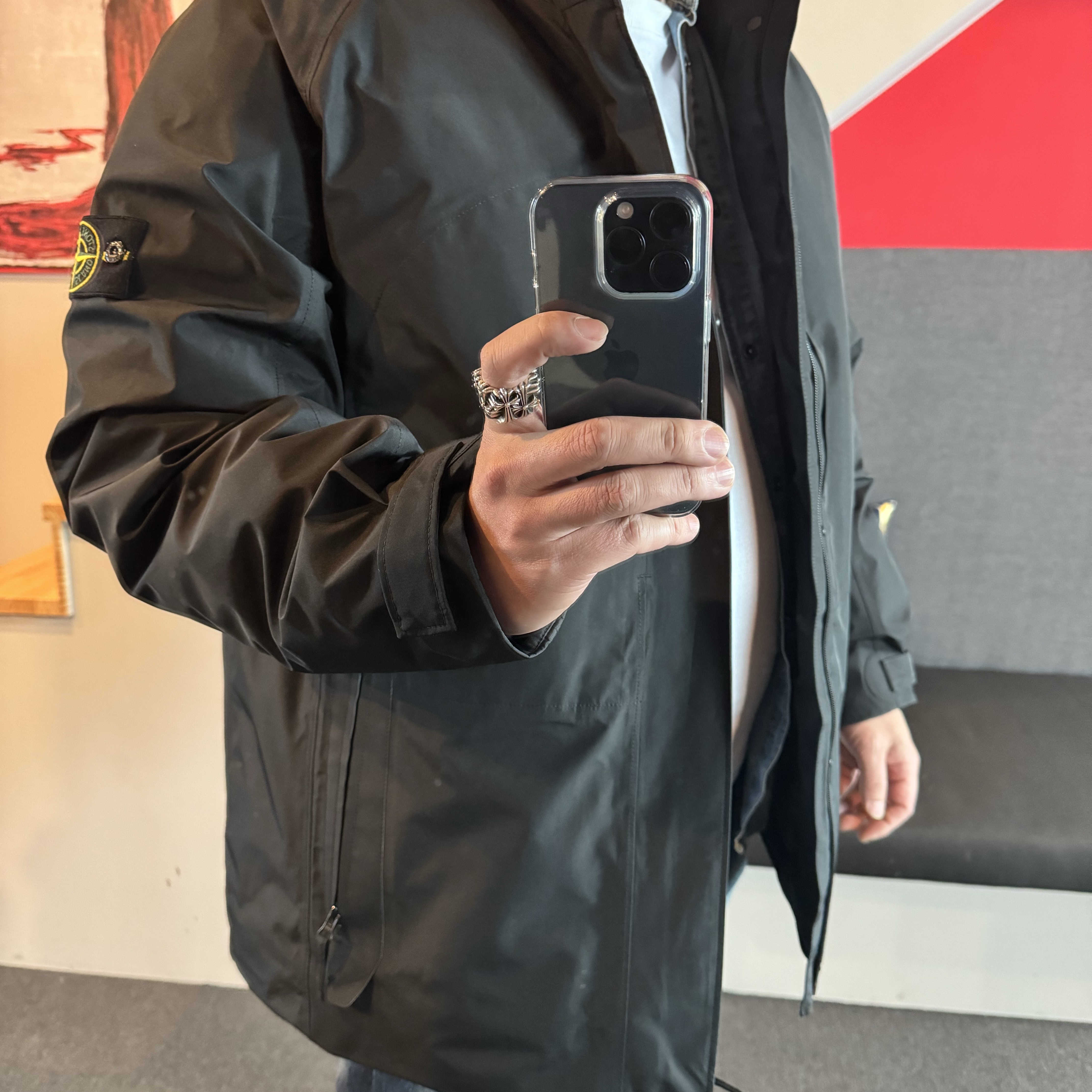 Stone Island 41926 3L Gore-Tex Hooded Down Jacket Black - 22FW 착용 스타일