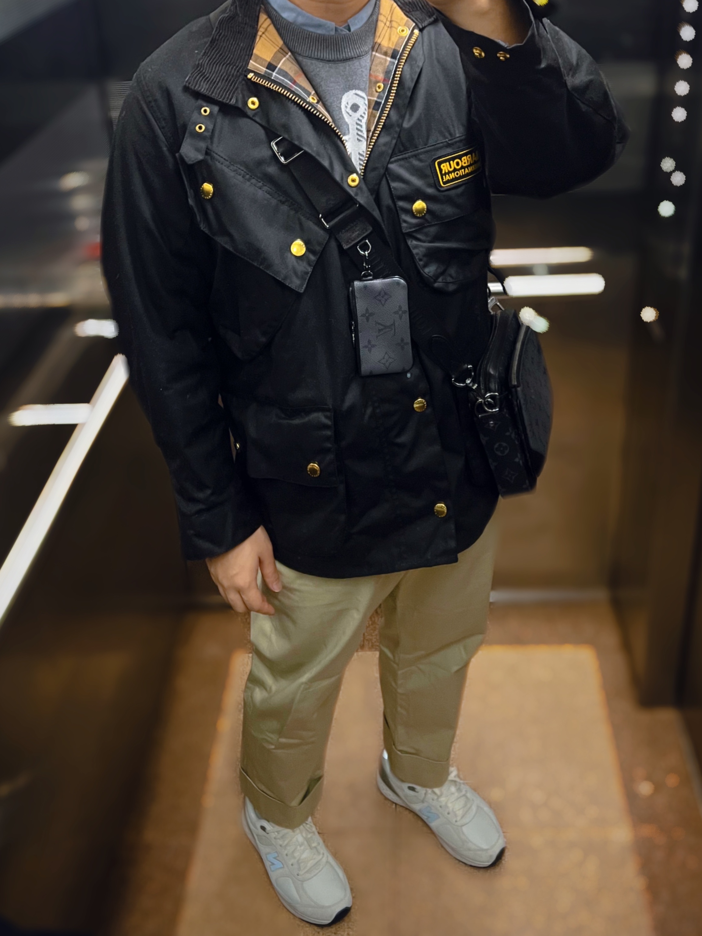Nike Air Force 1 '07 WB Flax, Moncler x Palm Angels Nevis Short Down Jacket Yellow Blue - 23FW 착용 스타일 - 2