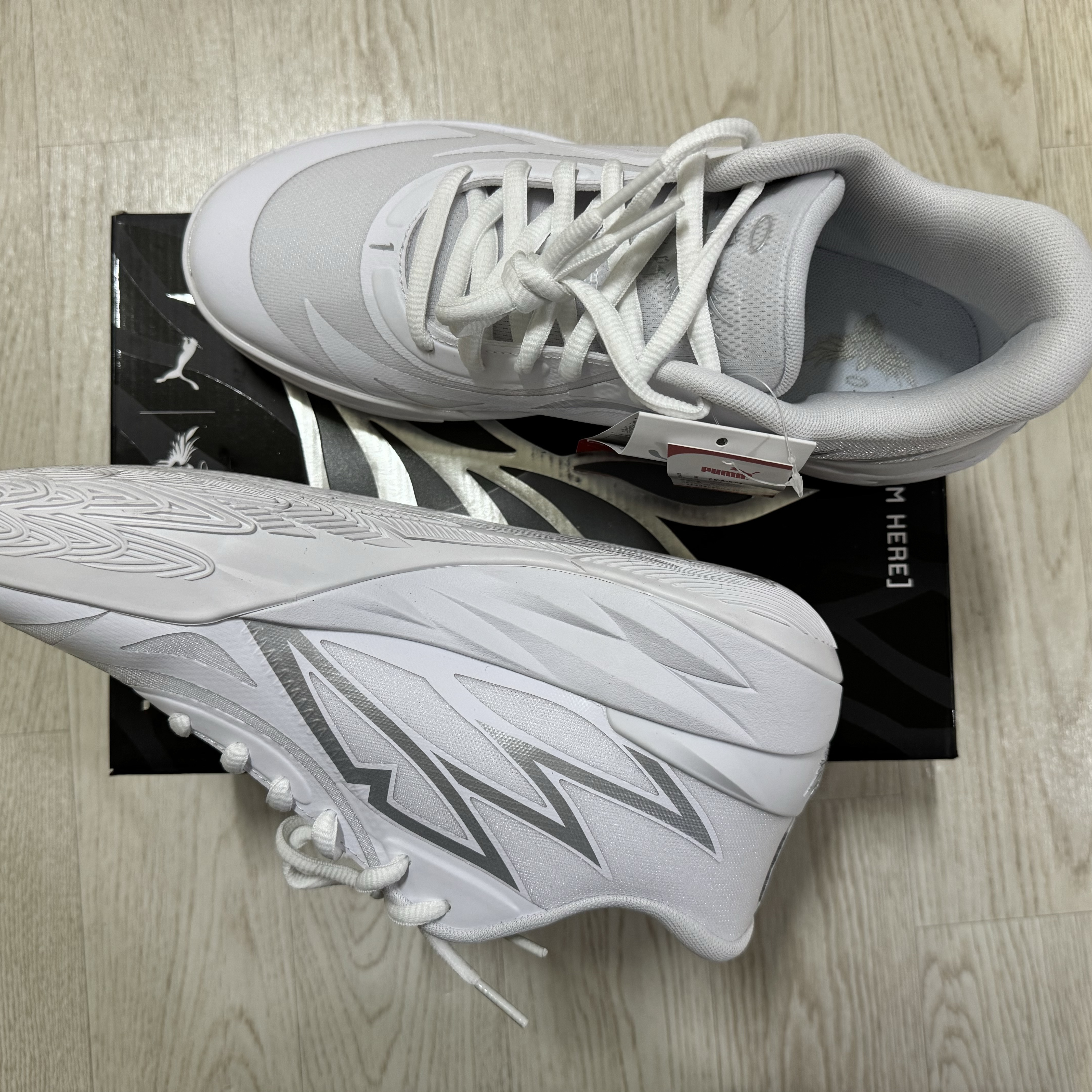 Puma MB.02 LaMelo Ball Lo White Silver 착용 스타일 - 1