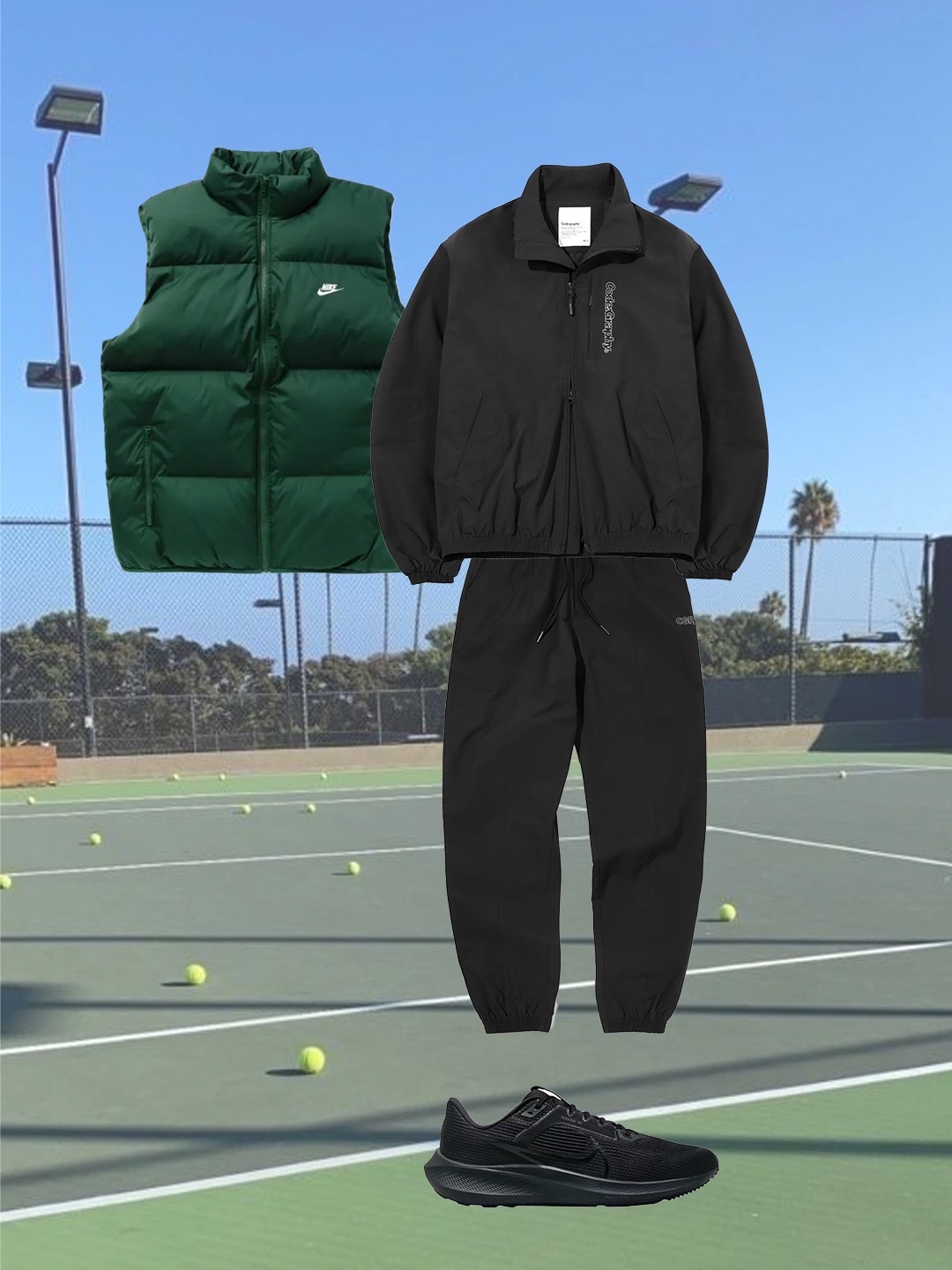 Nike Air Zoom Pegasus 40 Black Anthracite, Nike NSW Club Primaloft Water-Repellent Puffer Vest Fir - Asia 착용 스타일 - 2