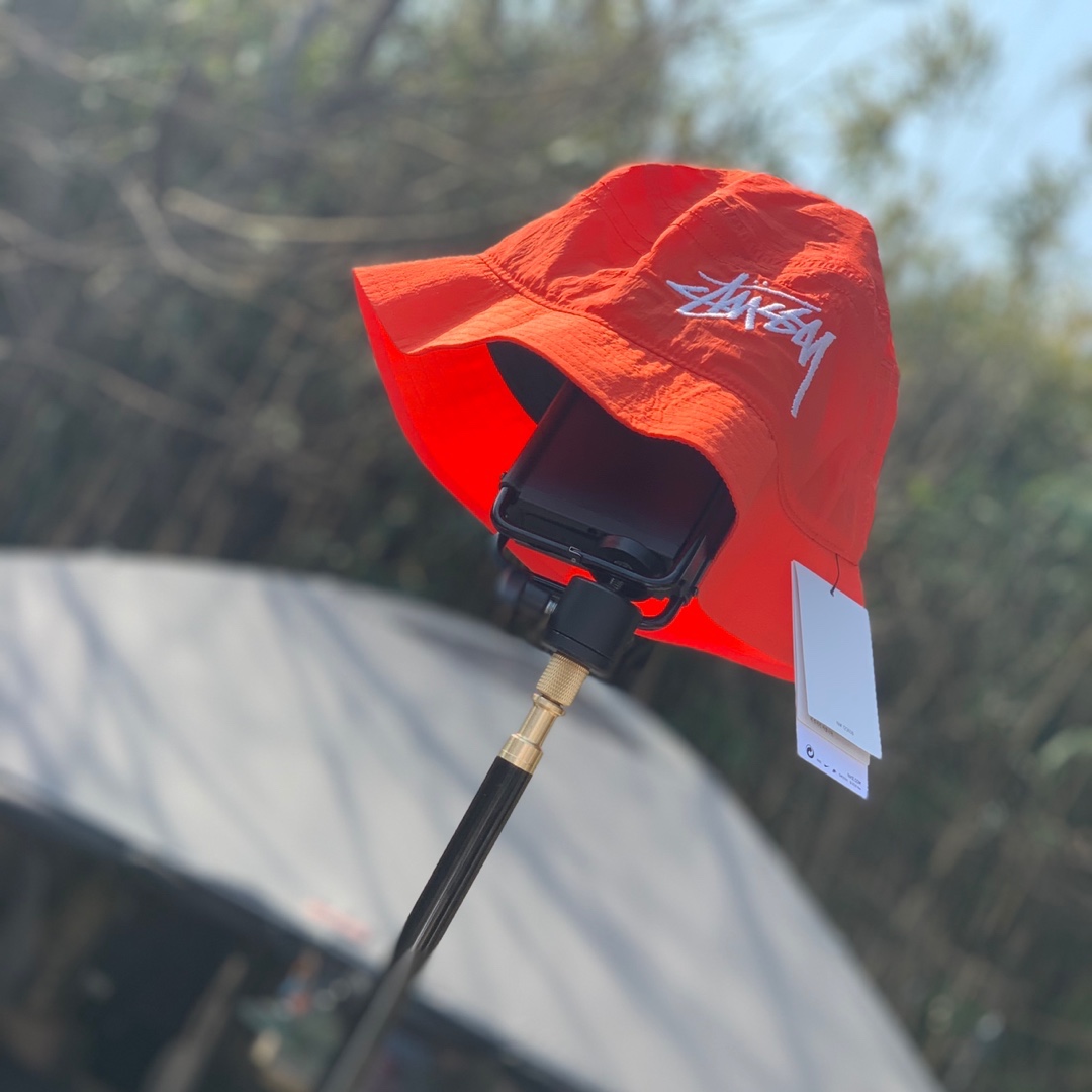 Nike x Stussy Bucket Hat Habanero Red 착용 스타일