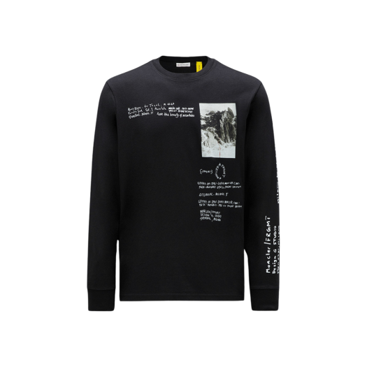 몽클레르 프린티드 롱슬리브 티셔츠 블랙 - 23FW