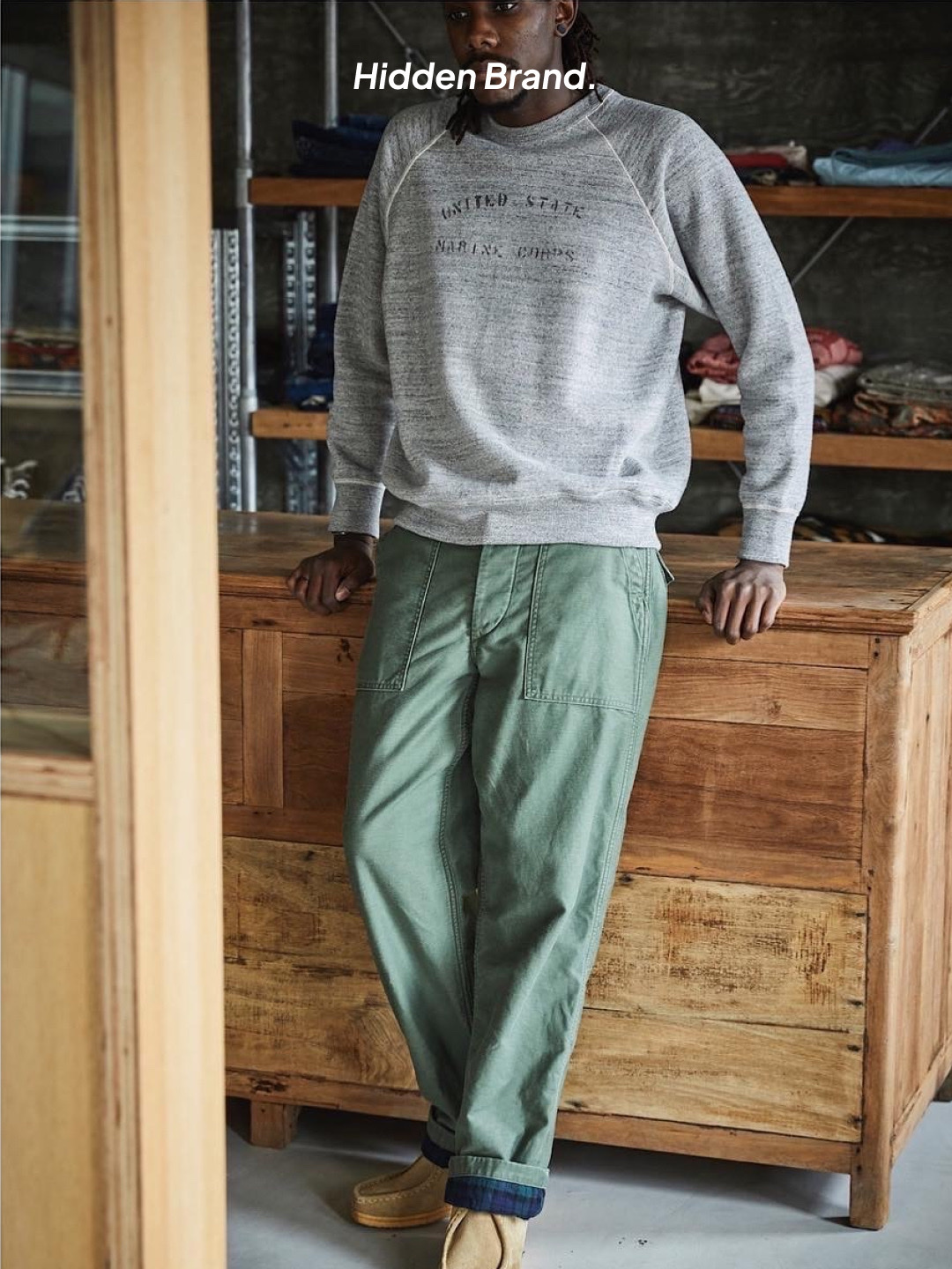 Orslow 5002 US Army Fatigue Pants Green, Orslow 5032 US Army Fatigue Pants Green 착용 스타일 - 3