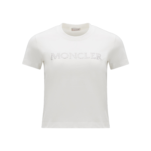(W) 몽클레르 크리스탈 로고 티셔츠 오프 화이트 - 23FW