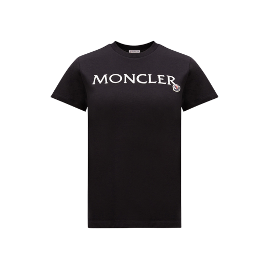 (W) 몽클레르 자수 로고 티셔츠 블랙 - 24SS