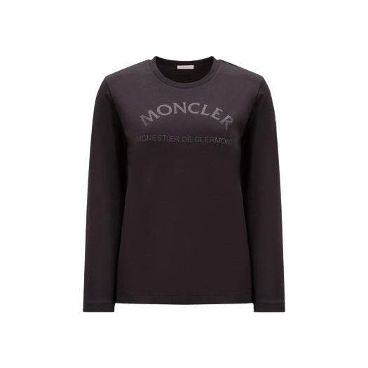 (W) 몽클레르 글리터 로고 롱슬리브 티셔츠 블랙 - 23FW