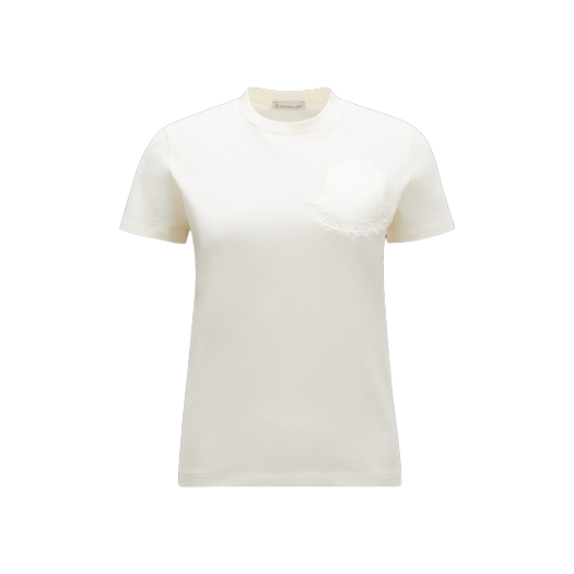 (W) 몽클레르 로고 패치 티셔츠 화이트 - 23FW