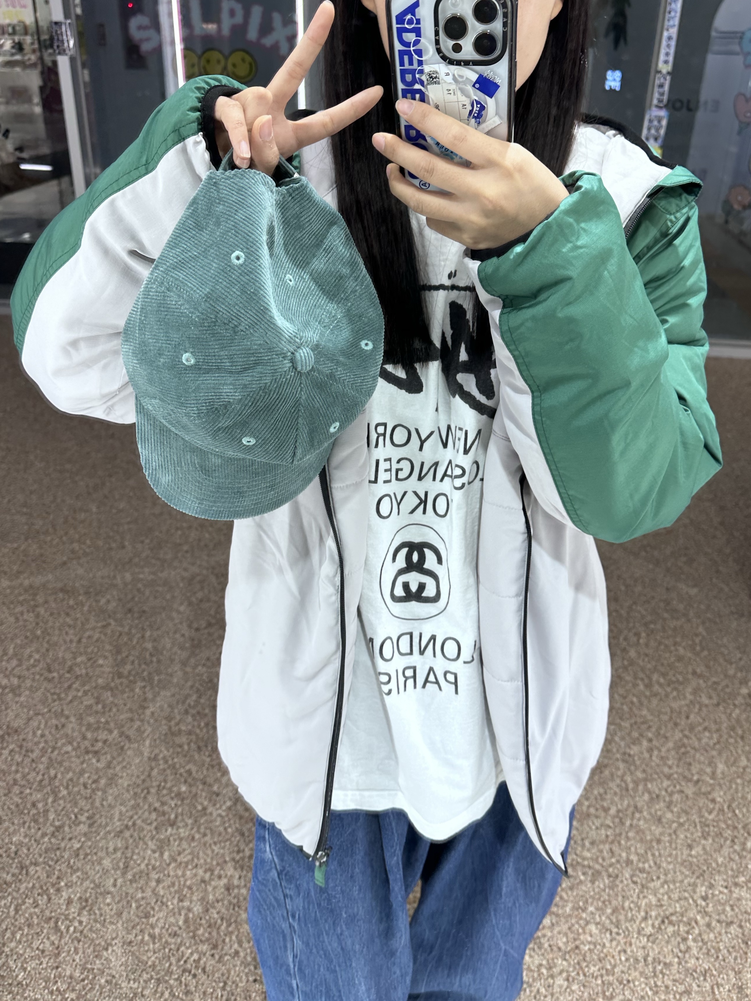 Jordan 4 x Nike SB Retro SP Pine Green, Stussy World Tour LS T-Shirt White 2023 착용 스타일 - 4