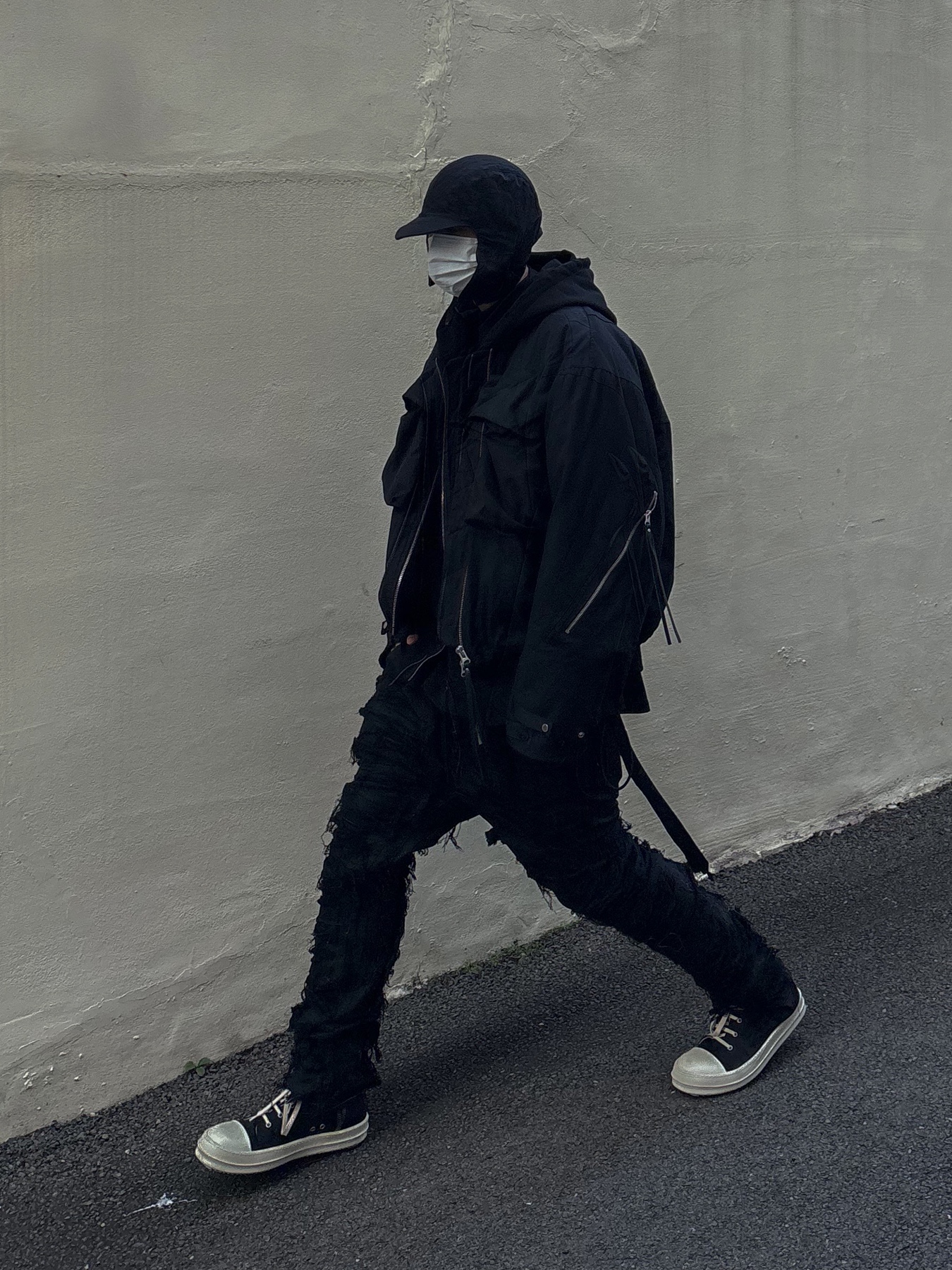 Rick Owens Drkshdw Calf Leather Penta Sneakers Black Milk White 착용 스타일 - 2