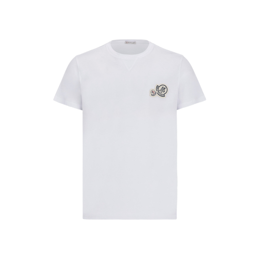 몽클레르 더블 로고 패치 티셔츠 옵티컬 화이트 - 24SS