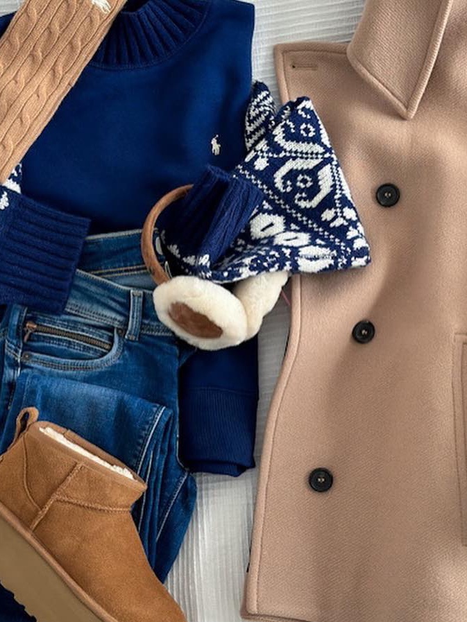 (W) Toteme Signature Wool Cashmere Coat Camel, (W) UGG Classic Ultra Mini Platform Boots Chestnut 착용 스타일 - 3