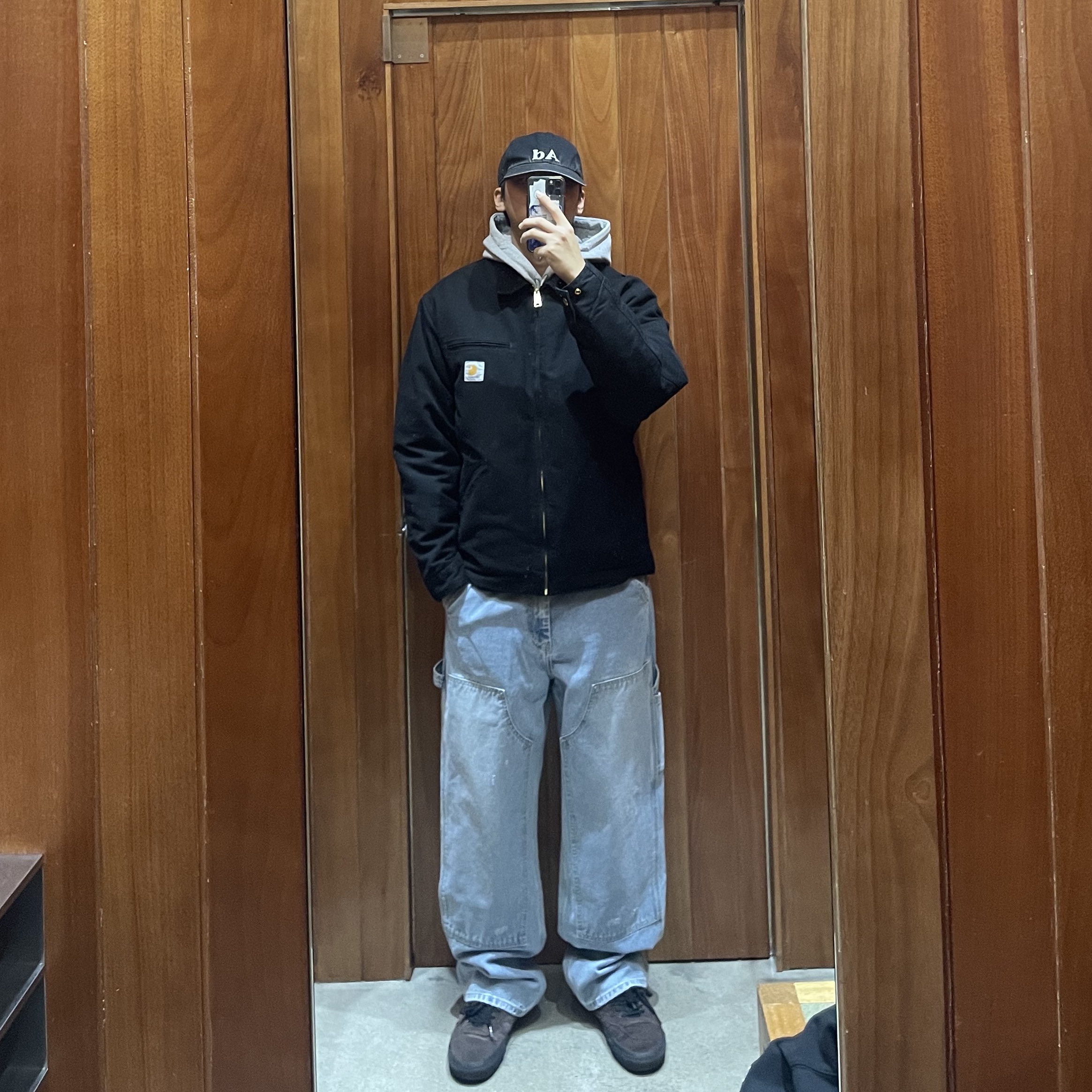 Carhartt WIP Organic Cotton Dearborn Canvas OG Detroit Jacket Black Aged Canvas - Winter 착용 스타일