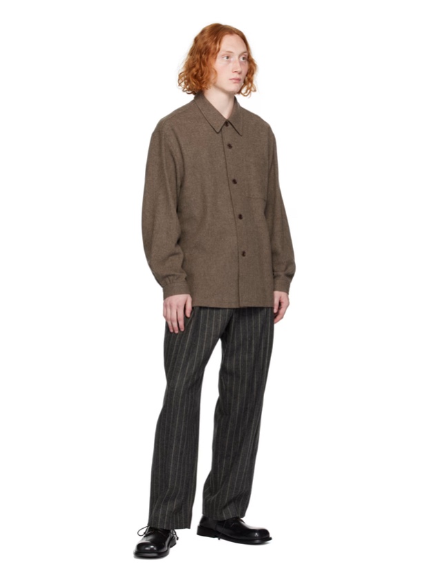 Amomento Wool Shirts Brown 착용 스타일 - 4