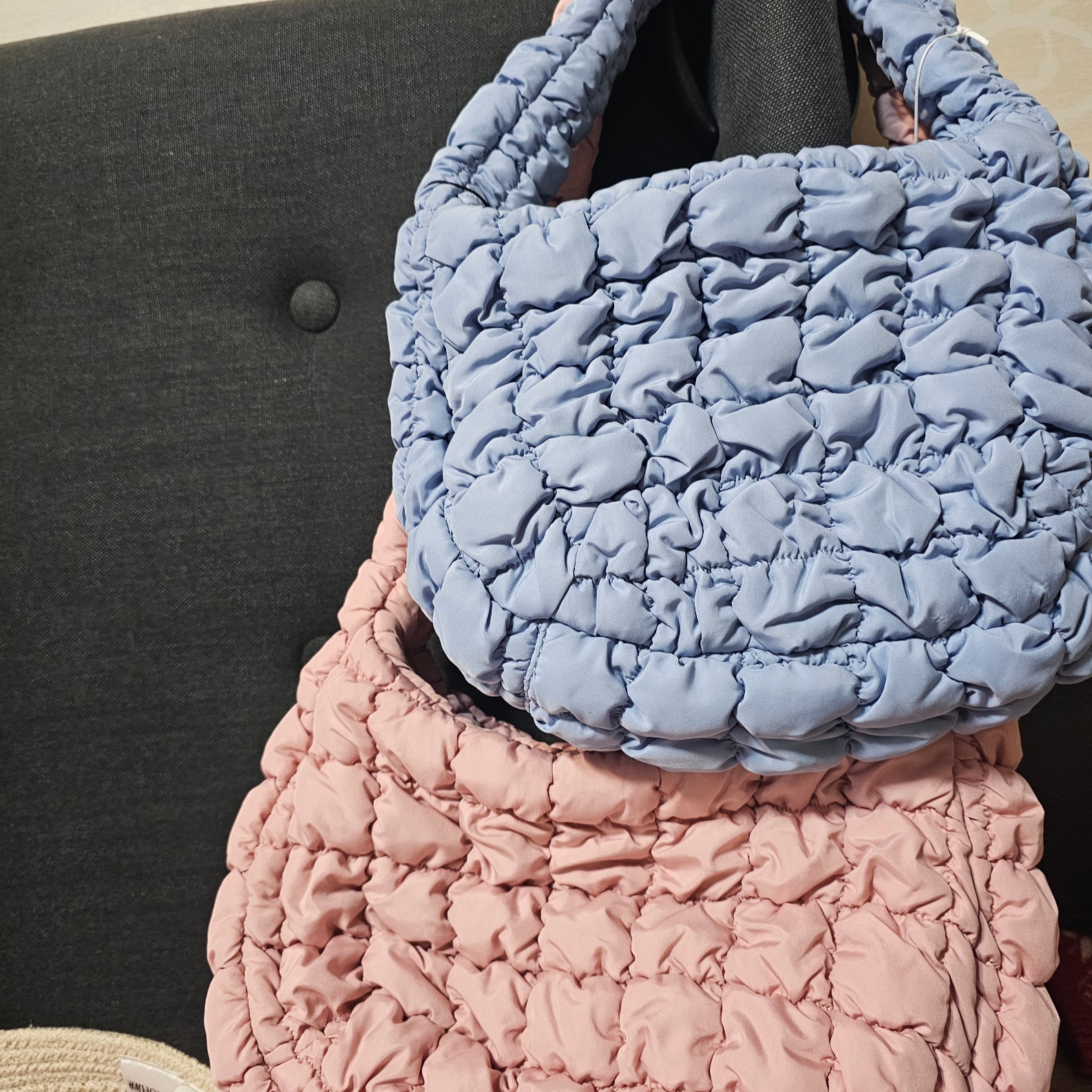COS Quilted Mini Bag Light Blue 착용 스타일