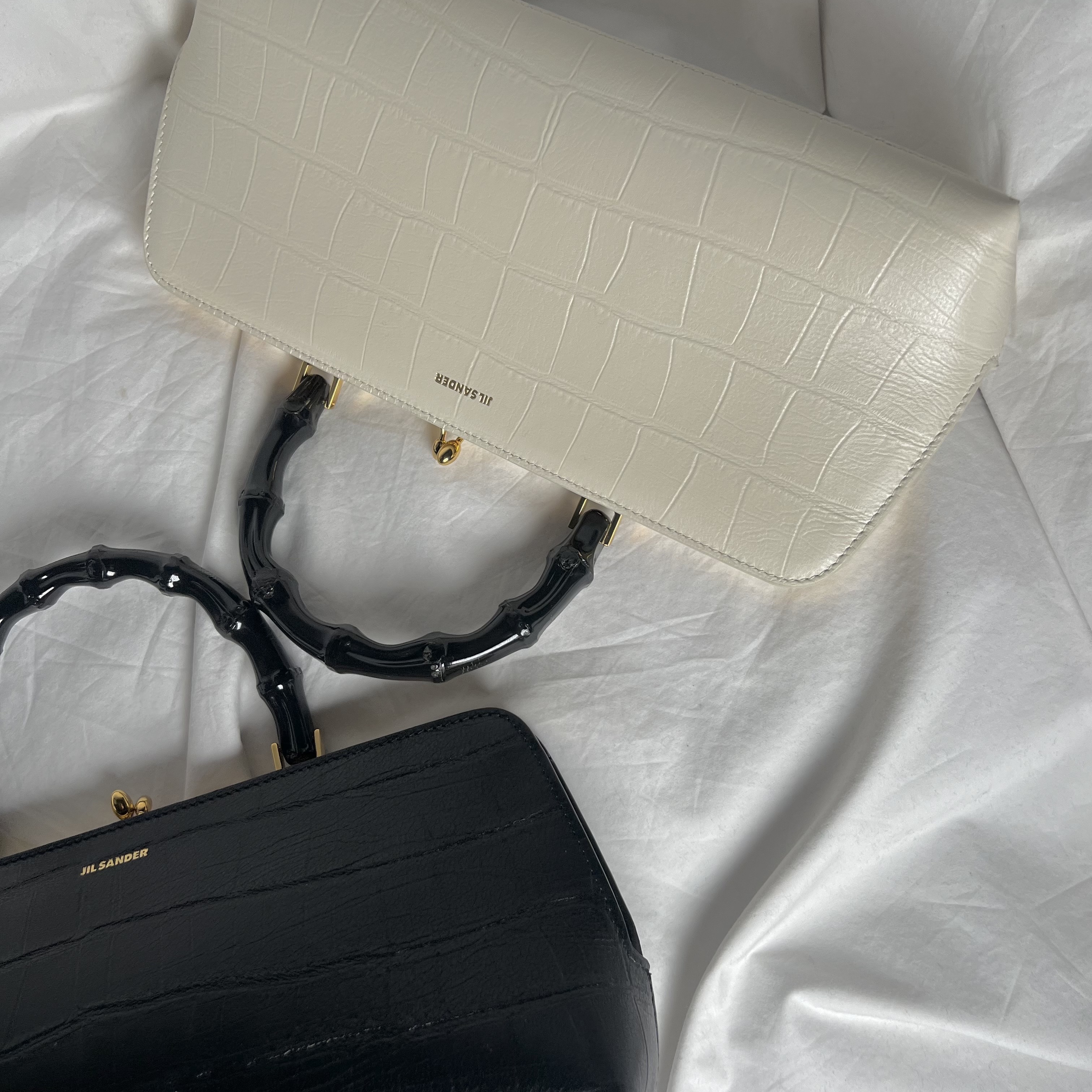 Jil Sander Goji Bamboo Small Black, Jil Sander Goji Bamboo Small Coconut 착용 스타일