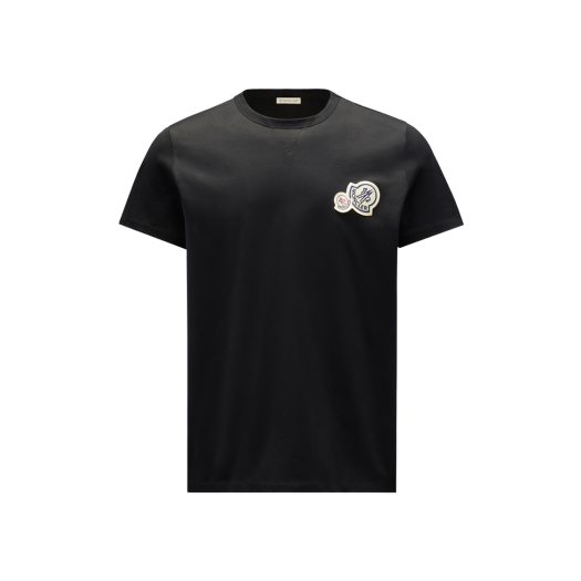 몽클레르 더블 로고 패치 티셔츠 블랙 - 24SS