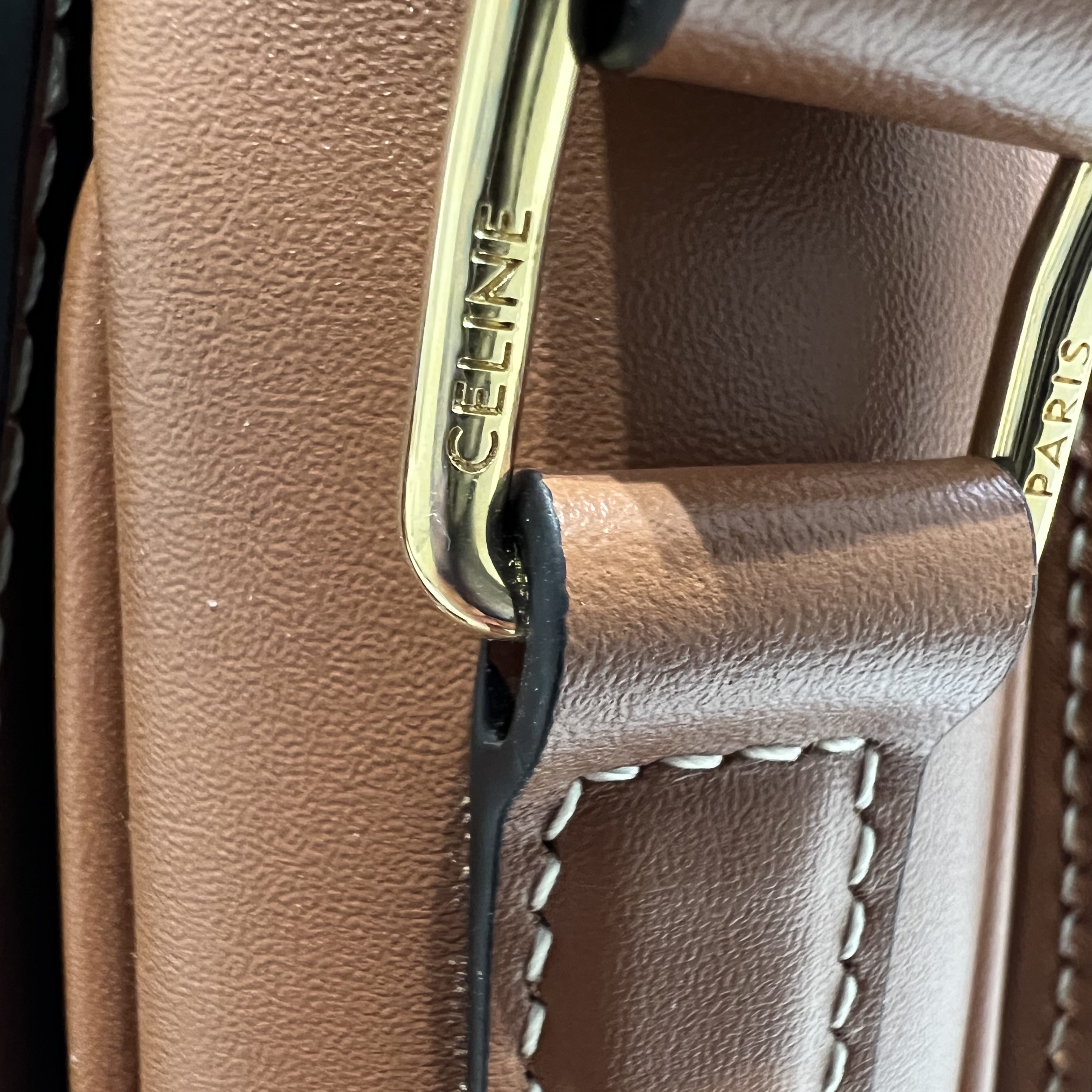 Celine Teen Triomphe Bag in Triomphe Canvas and Calfskin Tan 착용 스타일 - 9