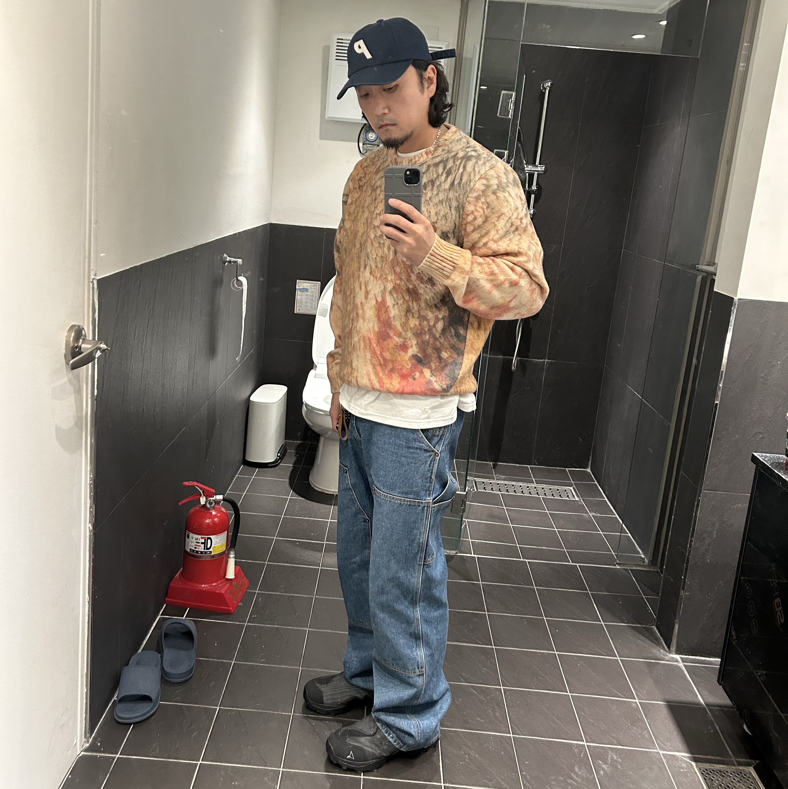 Palace P 6-Panel Navy - 23FW, Stussy Wings Print Sweater Multi 착용 스타일