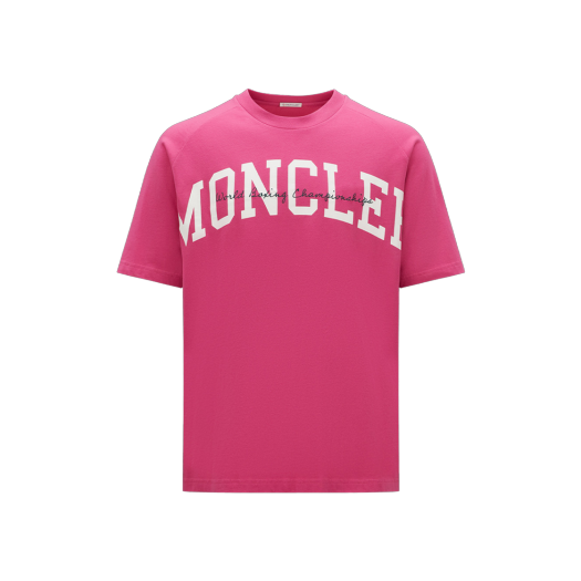몽클레르 로고 티셔츠 브라이트 핑크 - 23FW