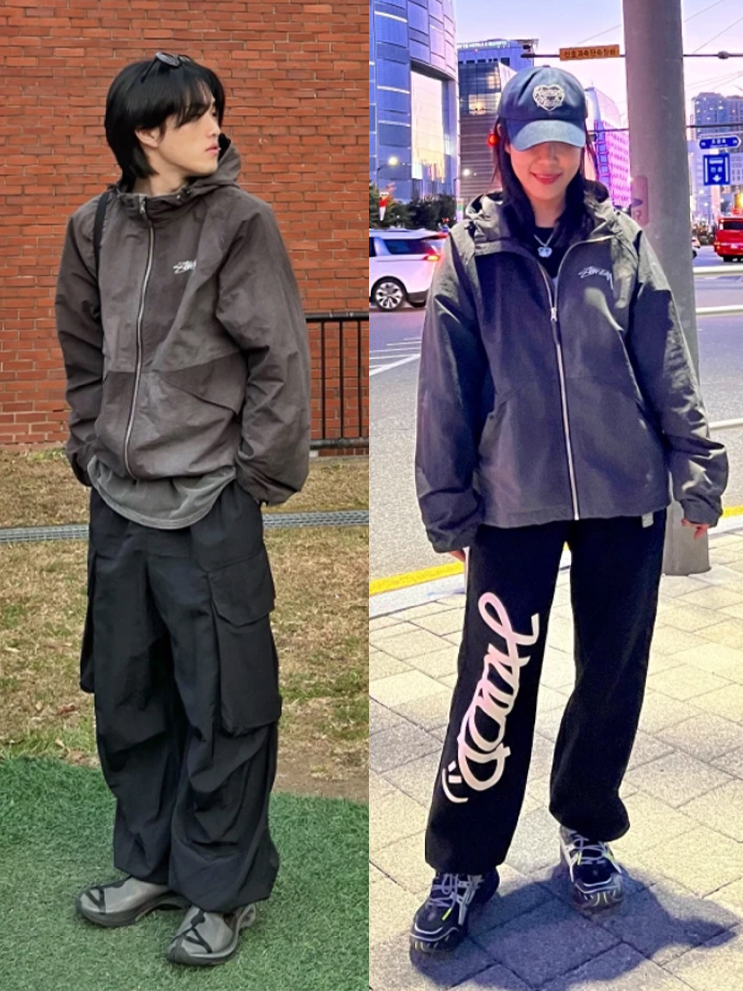 Stussy Wave Dye Beach Shell Jacket Brown, Stussy Wave Dye Beach Shell Jacket Black 착용 스타일 - 2