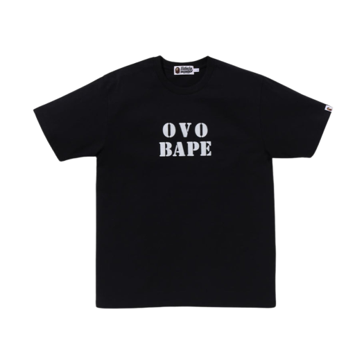 베이프 x OVO 스텐실 로고 티셔츠 블랙