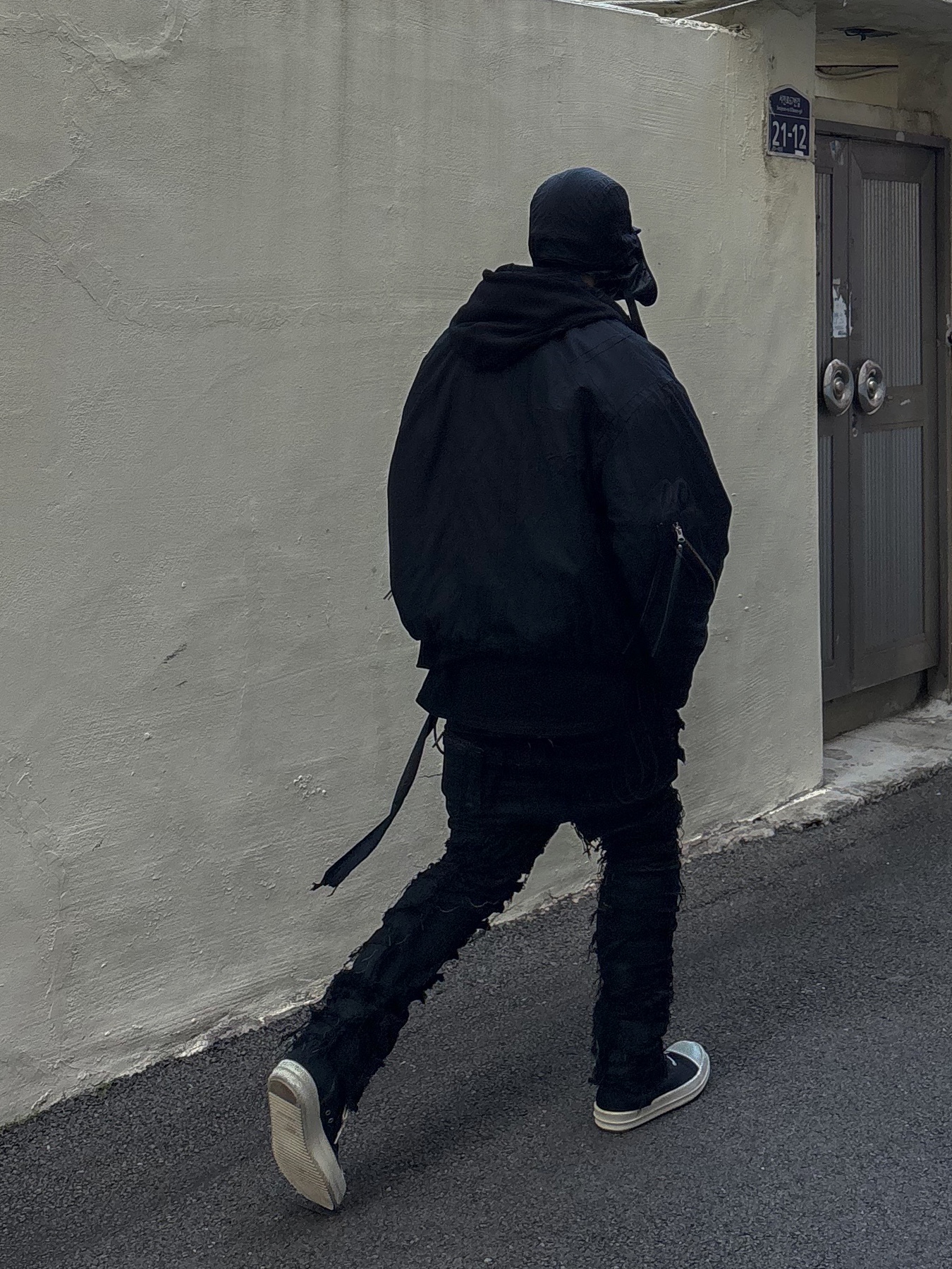 Rick Owens Drkshdw Calf Leather Penta Sneakers Black Milk White 착용 스타일 - 3