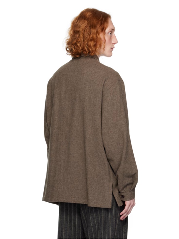 Amomento Wool Shirts Brown 착용 스타일 - 2