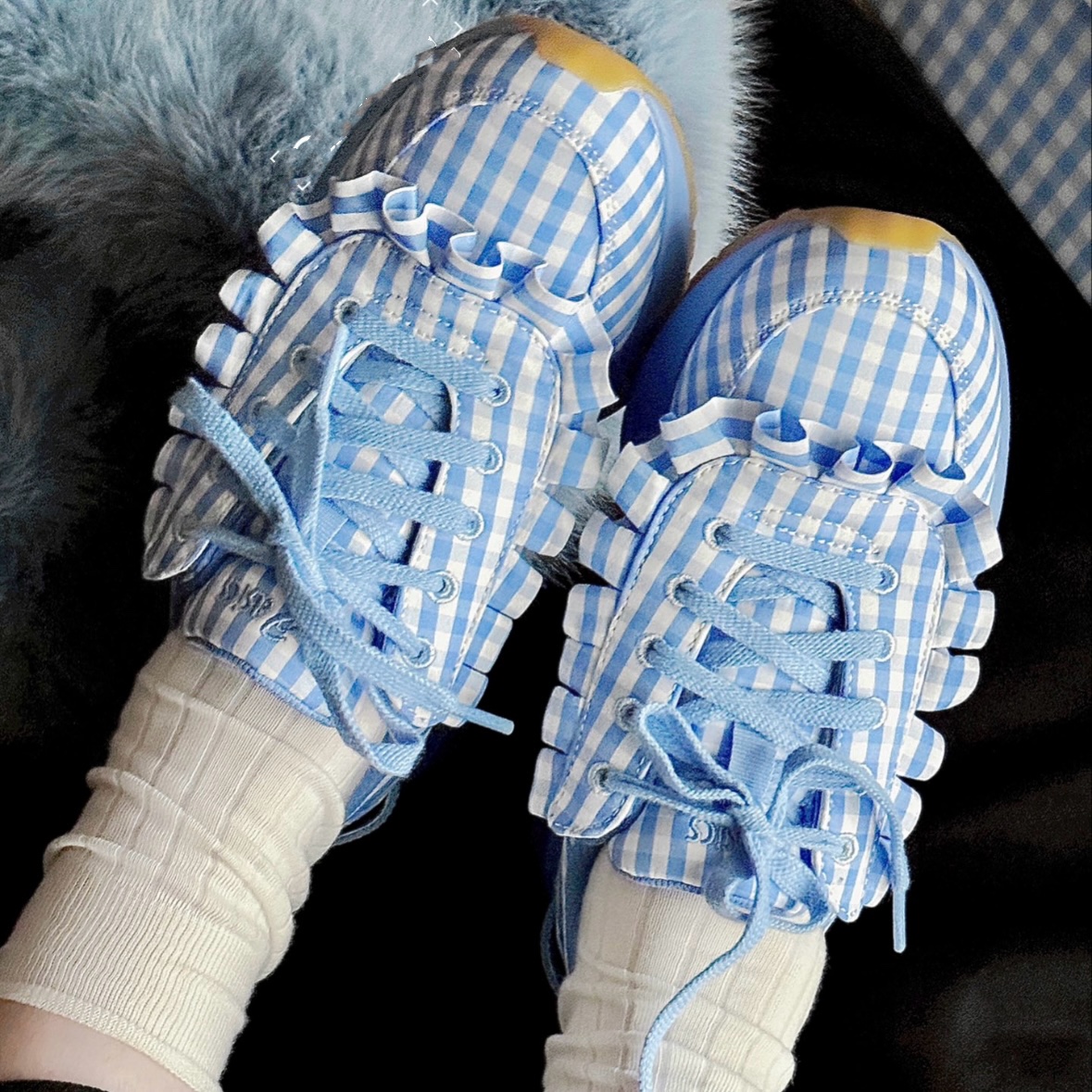 Asics x Shushu/Tong Tarther SC Plus Blue Gingham 착용 스타일