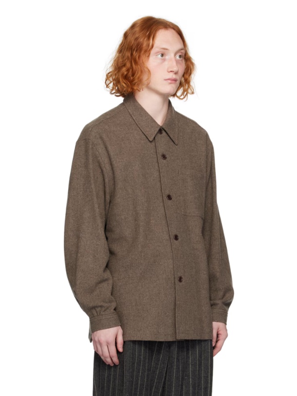 Amomento Wool Shirts Brown 착용 스타일 - 1