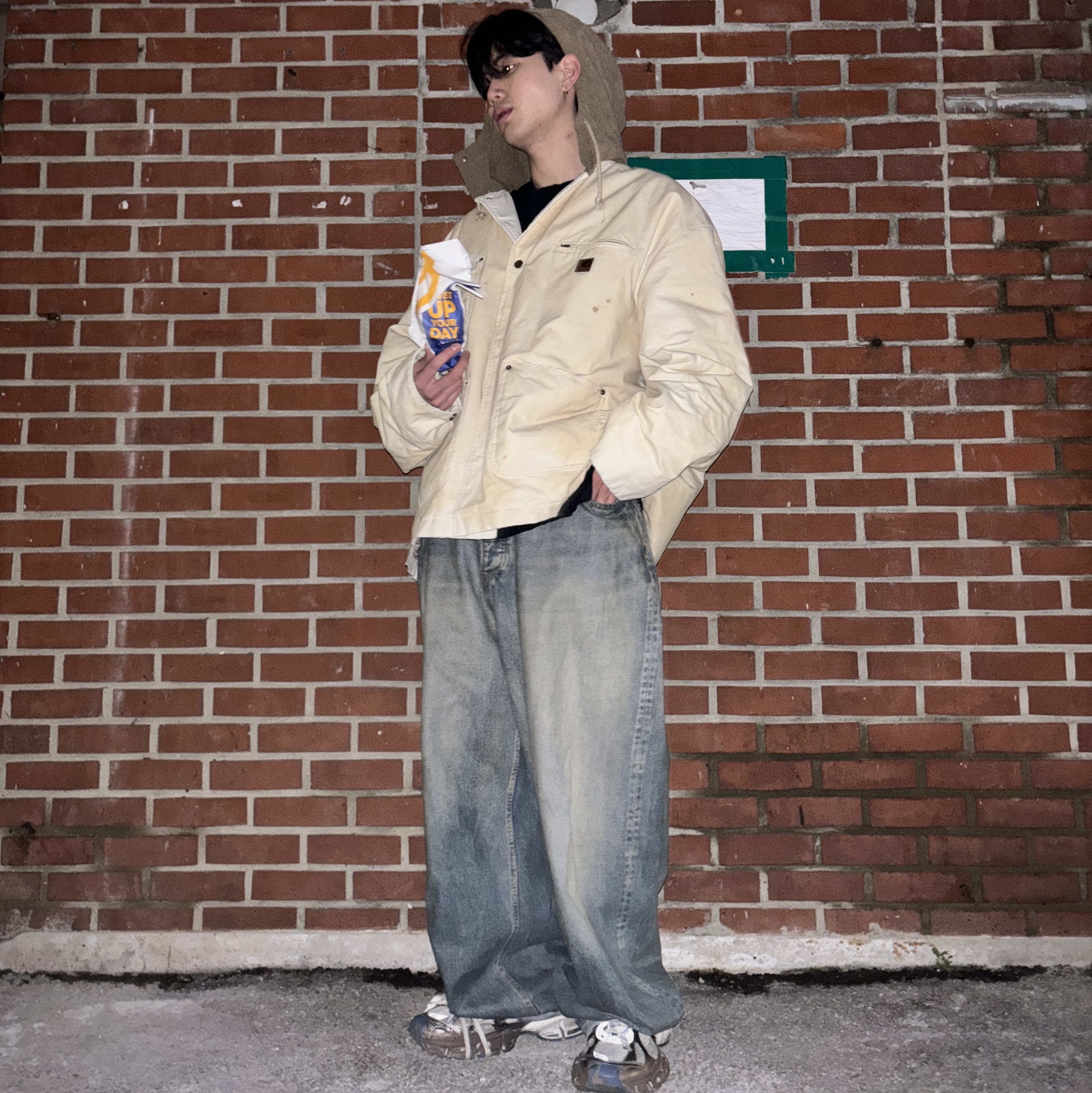 Project G/R Oversized Chore Work Jacket Beige, Balenciaga 3XL Sneakers Worn Out Grey White Blue 착용 스타일 - 1