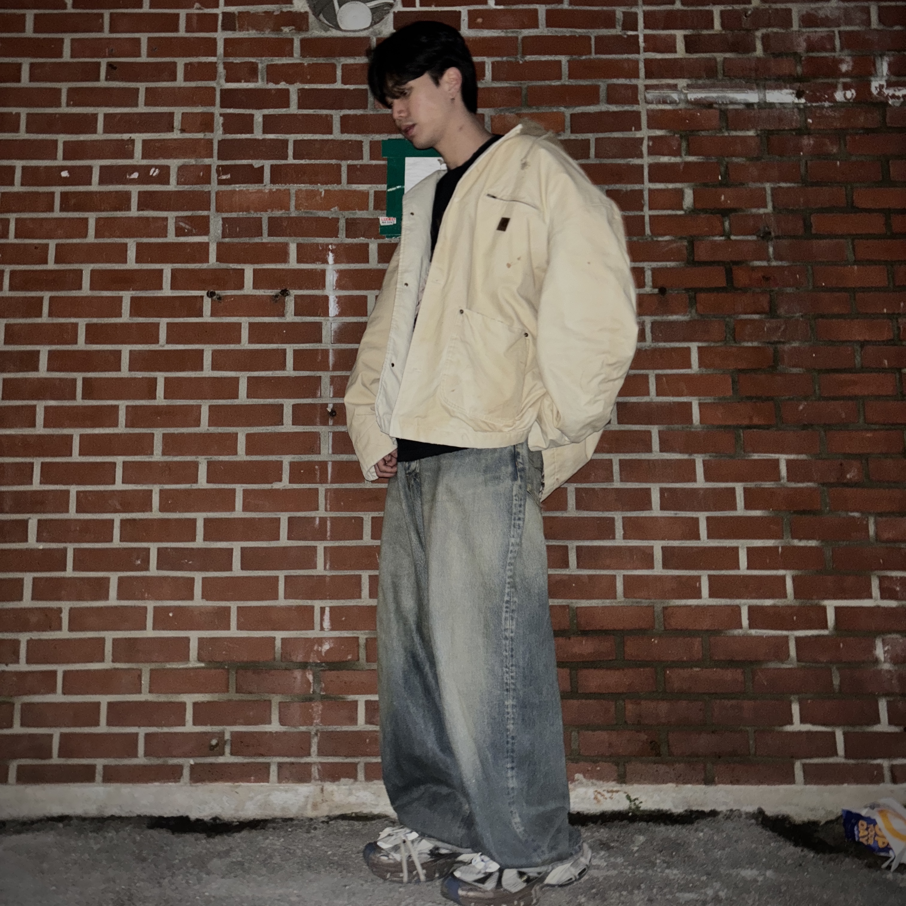 Project G/R Oversized Chore Work Jacket Beige, Balenciaga 3XL Sneakers Worn Out Grey White Blue 착용 스타일 - 3